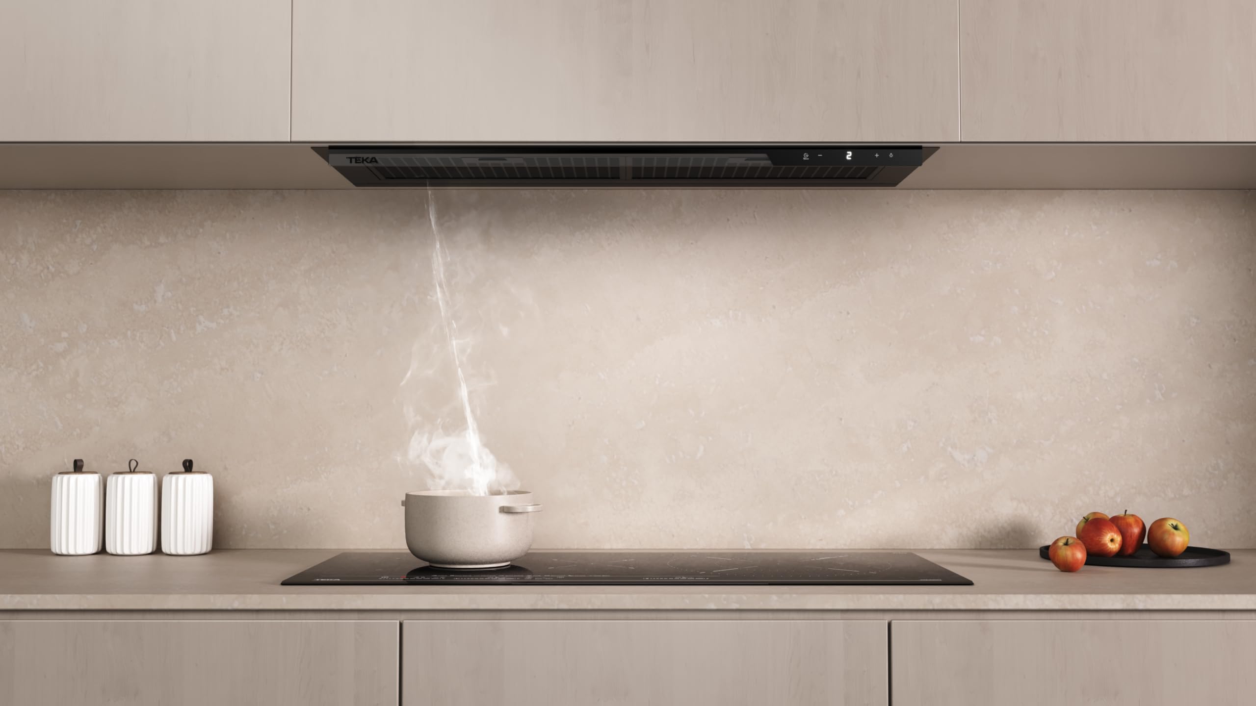 TEKA Campana Extractora Integrada 90 cm, 3 Velocidades + 1 Intensiva, Motor EcoPower, Iluminación LED, Filtros Metálicos, Recirculación, Clase Energética A+, Integra GFI 97350 EOS BK