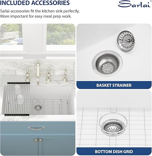 Miniatura 136 de Sarlai Fregadero de cocina negro de 18 x 18 pulgadas, fregadero de estación de trabajo de preparación de barra de 18 x 18 pulgadas, fregadero