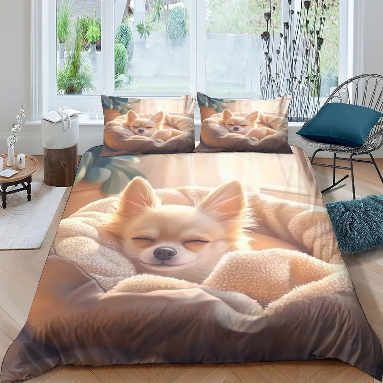 Ctjqhvkz Style-3 3D Printed Cozy Dog Fitted Sheet Microfiber Soft Breathable Sleeping Puppy Bed Cover For Bedroom Guest Room Decor Single（135X200cm）
