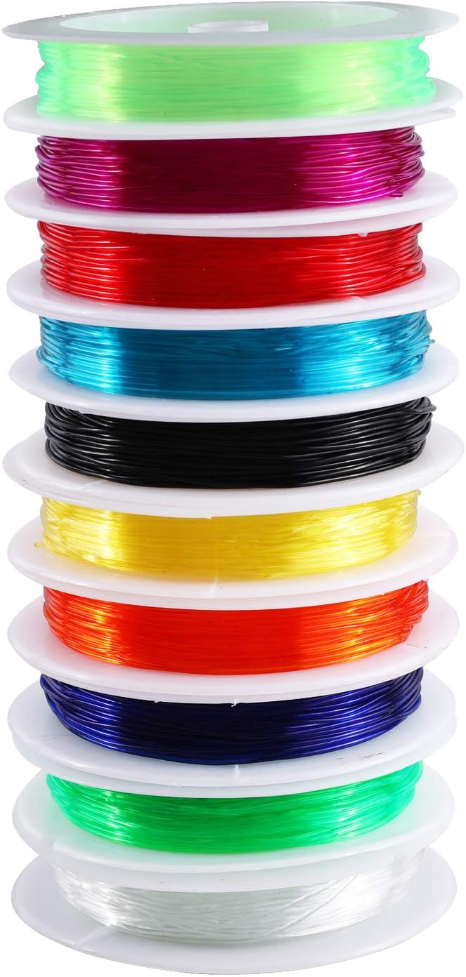 Happy Makers 0.8mm Crystal Elastic String, 10 Rolls Beading Elastic