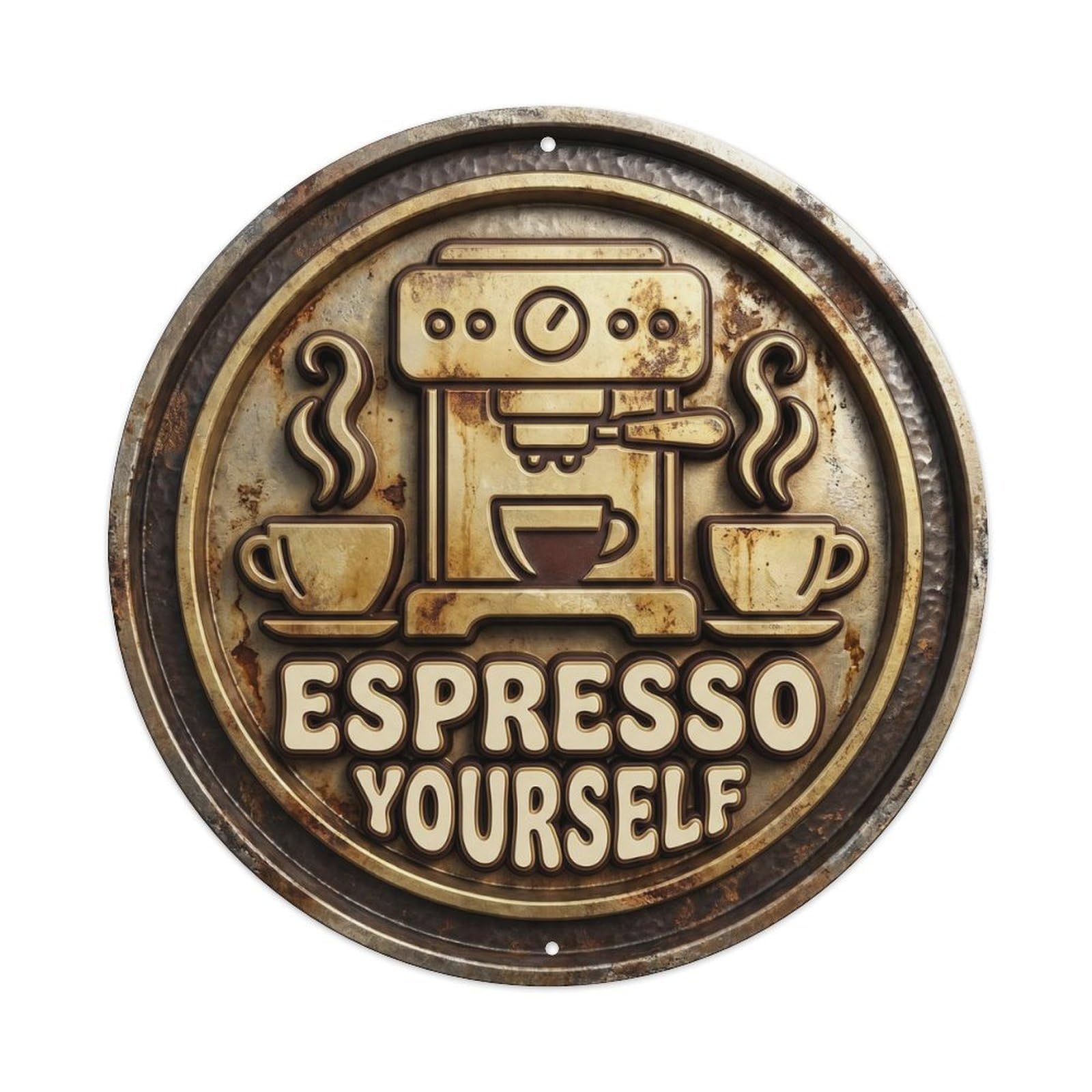 Espresso Yourself Nostalgic Hanging Display Retro Slogans Metal Tin Sign