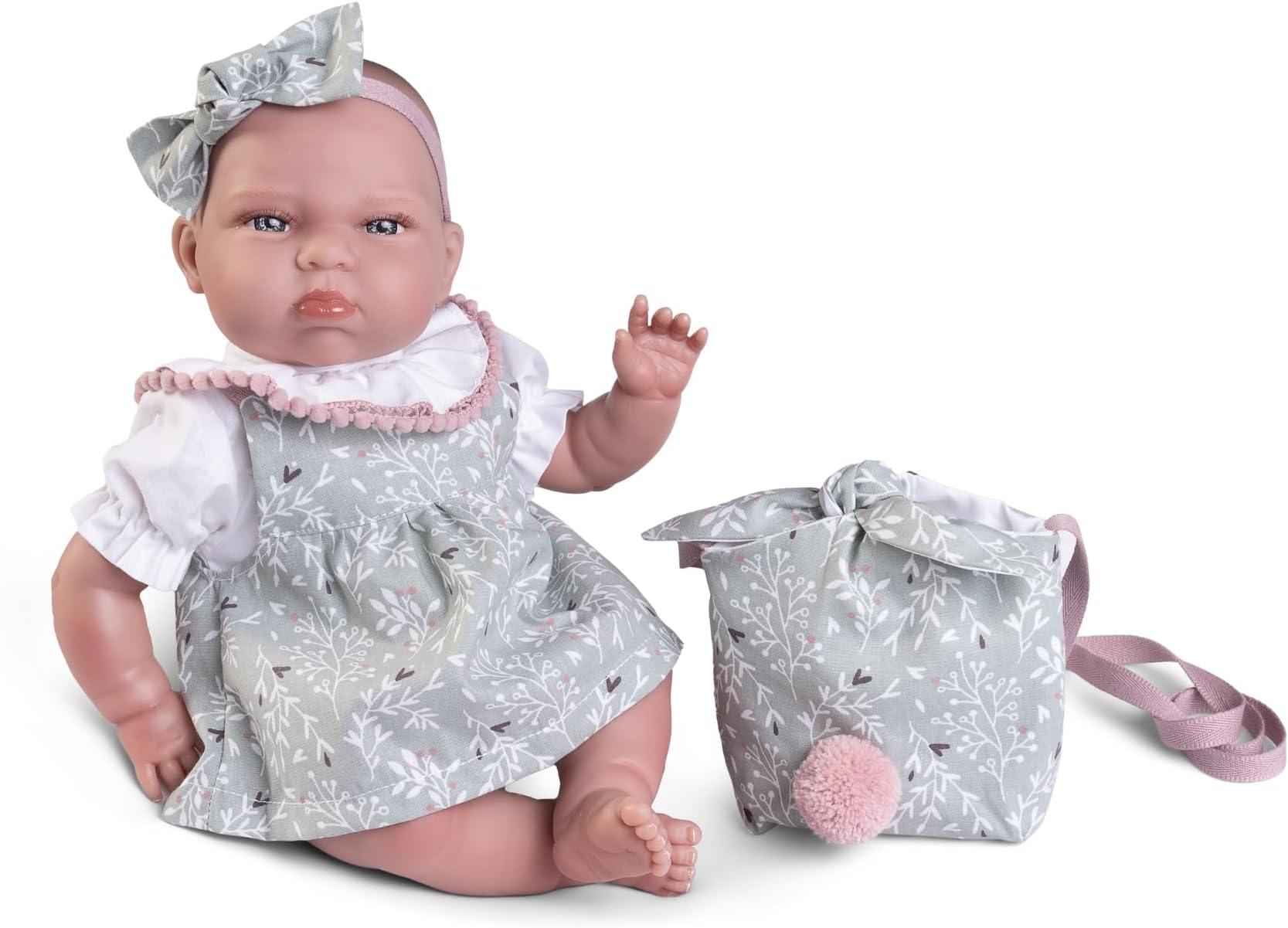 Dolls | My Little Reborn Tufi, 33 cm, Green Dress and Headband | Includes Bag and Family Book | Real Weight and Moving Limbs | Ref. 82312 | Exclusive Collection 2024