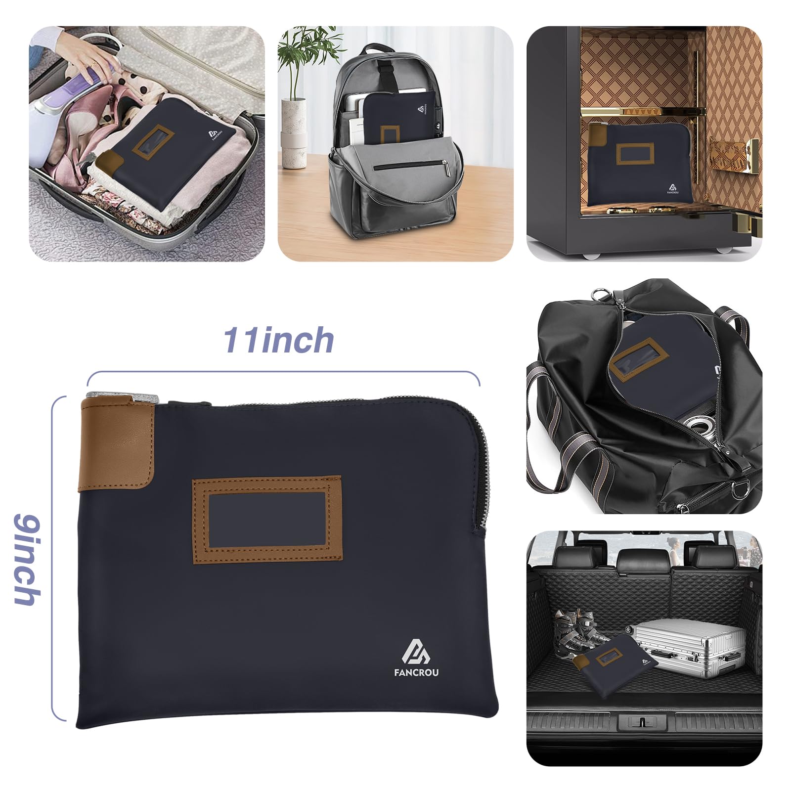 Durable Waterproof Cash Bag With Lock And 2 Keys, Zipper Security Money Bank Deposit Nylon Documents Coin Check Wallet Pouch, 15 X 11 Inch, Grey - View #6