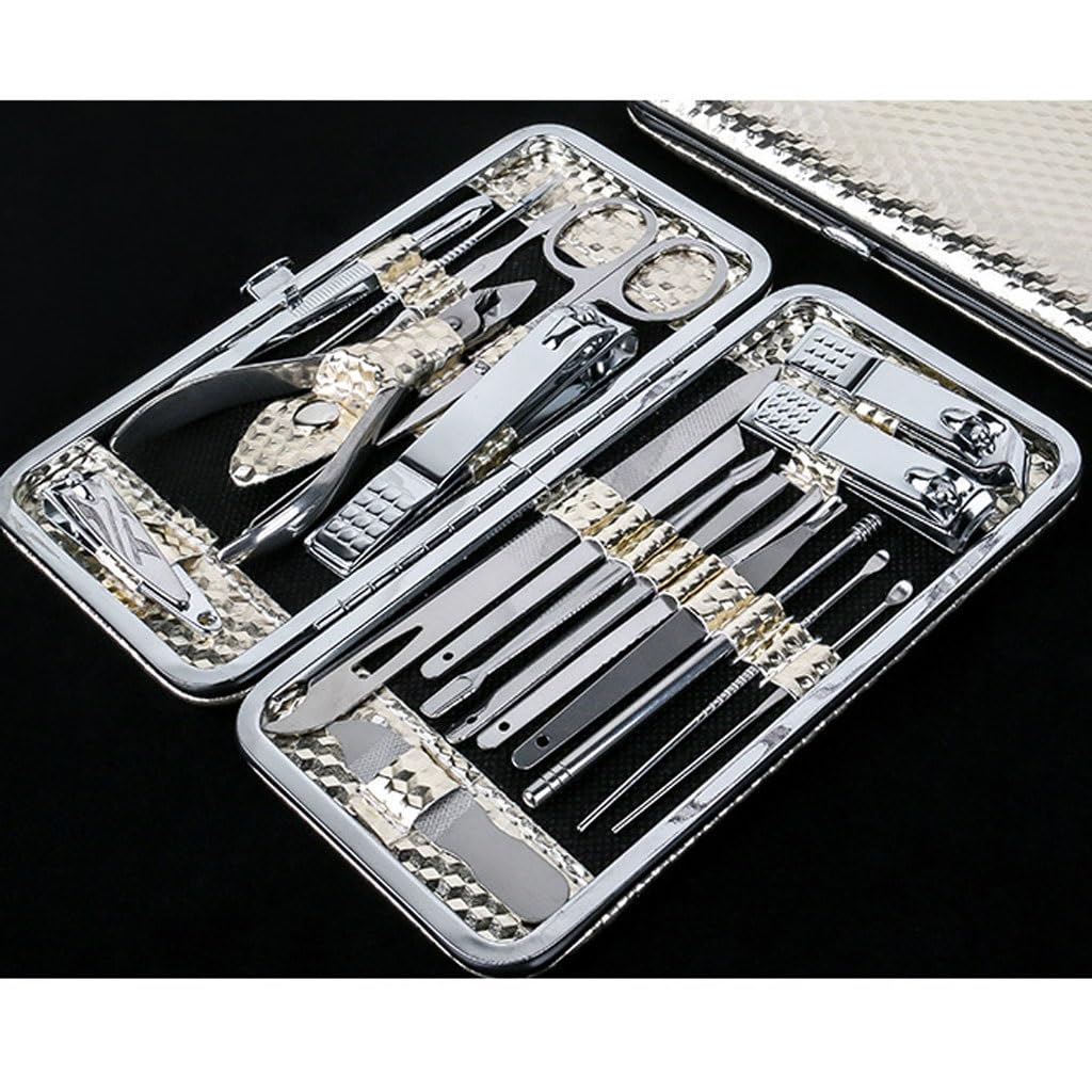 Juego Multifuncional de 19 Piezas para Tijeras de uñas, Herramientas de manicura, Ideal para Viajes y como Kit portátil de Belleza.