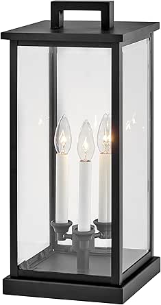 Hinkley Weymouth Three Light Large Outdoor Pier Mount Lantern, Black
