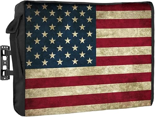 Funda de TV para exteriores, con bandera estadounidense, impermeable y resistente a la intemperie, protector de pantalla LCD móvil de 30 a 32