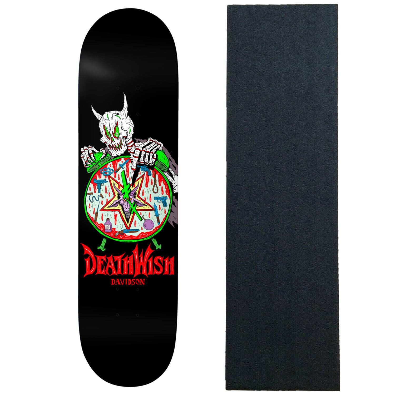 Deathwish Skateboard Deck Davidson Nightmare City 8.25"x 31.5" with Grip