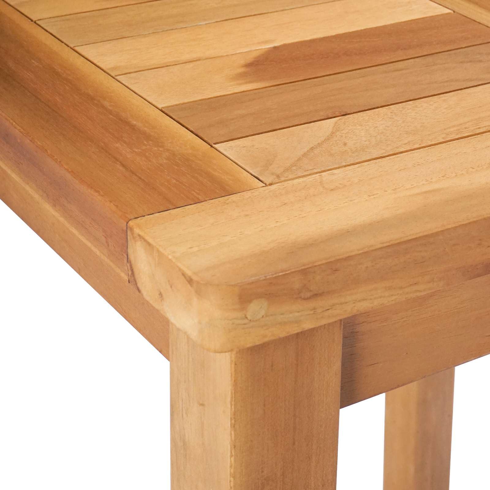Juego de 3 barras de exterior de madera maciza de teca sin tratar, diseño impermeable para jardín, balcón, terraza y exterior, con reposapiés integrado y estilo minimalista moderno