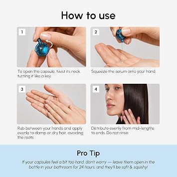MAREE Hair Serum for Frizzy Dry Hair Styling Capsules with Keratin, Argan Oil, Vitamins A E B5 UV & Heat Protectant Frizz Control Serum for Women Aceite Para el Cabello Treatment | for Frizzy