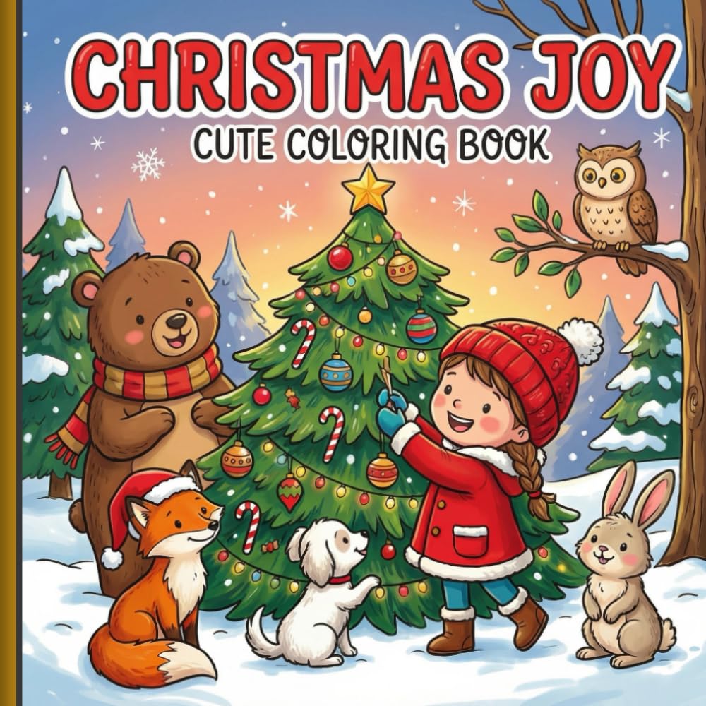 Christmas Joy: Cute Christmas Coloring Book with Amy and Her Dog - Snowy, Cozy Scenes for Kids