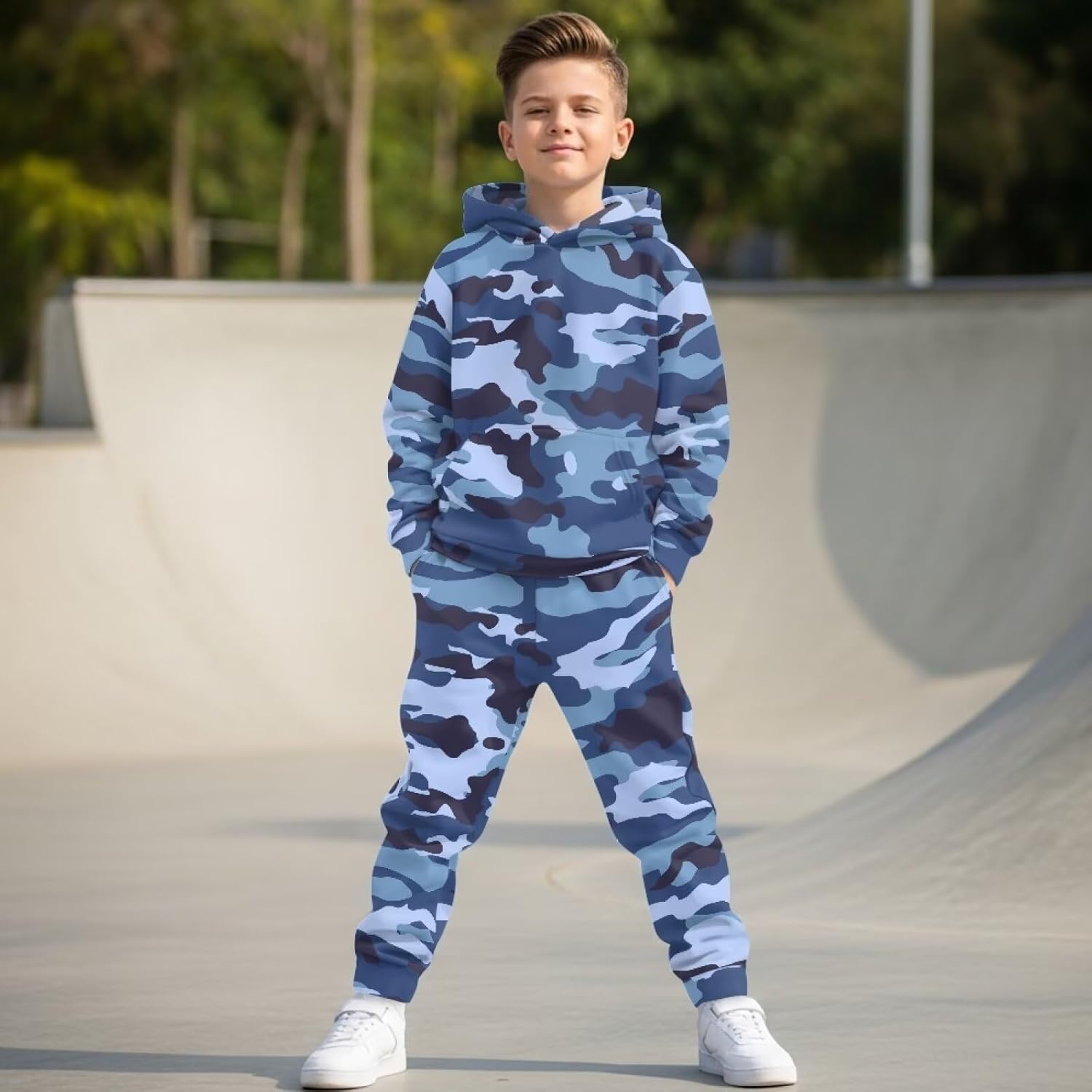 doginthehole Boys Hoodie Pant Set Graphic Hooded Sweatshirt Sweatpant Suit 2 Piece Clothing Set for 5-12 Years - Image 4
