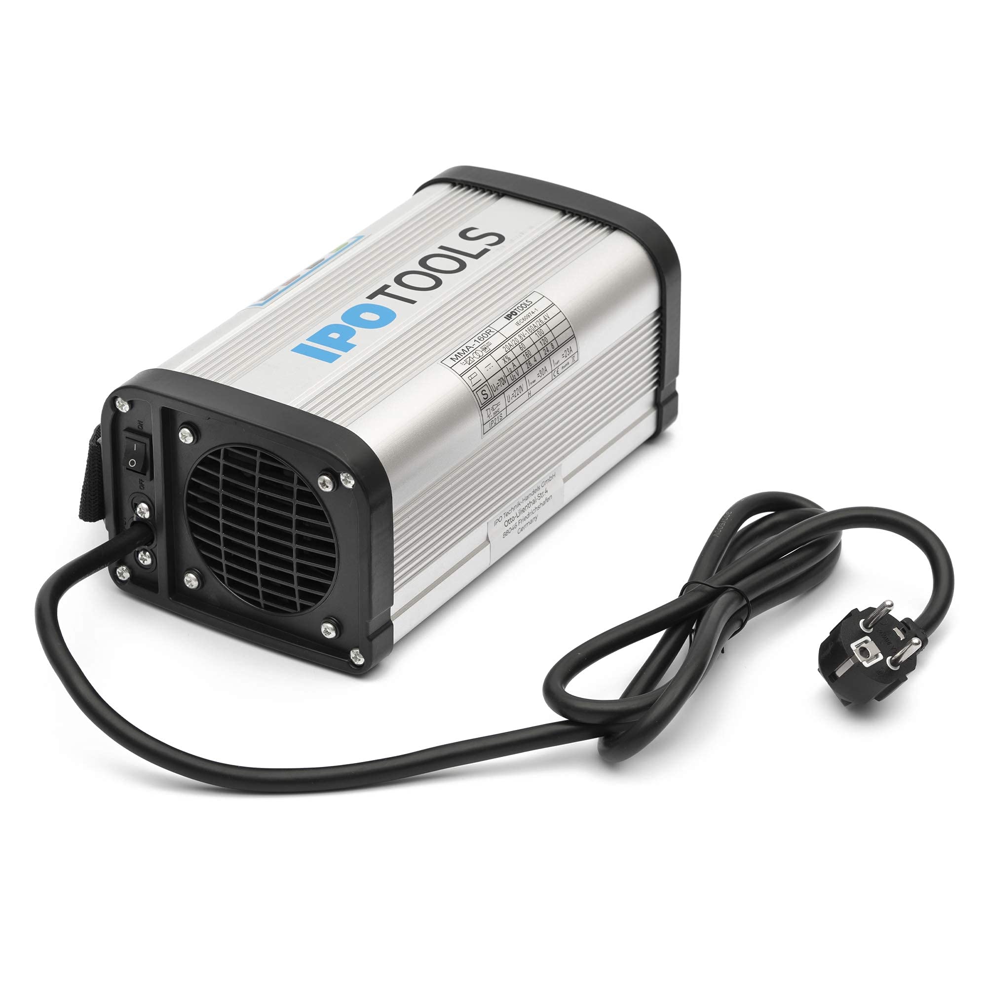 IPOTOOLS MMA-160R Elektroden Schweißgerät - IGBT Inverter Schweissgerät MMA/E-Hand mit 160 Amper/Digitale LCD Anzeige / 230V / Anti-Stick/Hot-Start/Arc-Force/Schutzschild / 7 Jahre Garantie