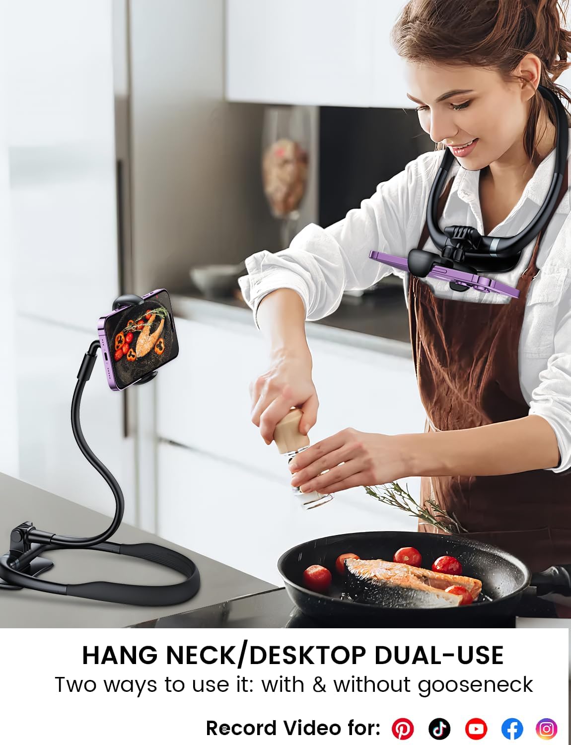 Neck Phone Holder Stand for Bed: Neckband Gooseneck Flexible Cellphone Mount for iPhone | Samsung & Other 4-7inch Smartphones - Image 5