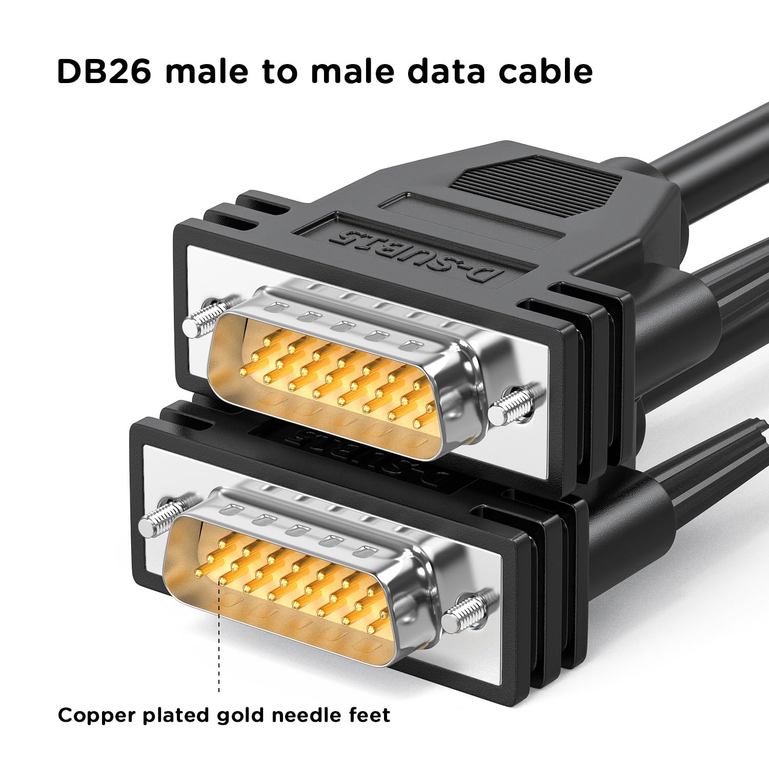 DB26/HDB26 Male to Male Cable 5FT Double Shielded, DB26 Extension Cable 5', 3 Rows D-SUB 26 pin Male Wire 26 Cores All Connected Black