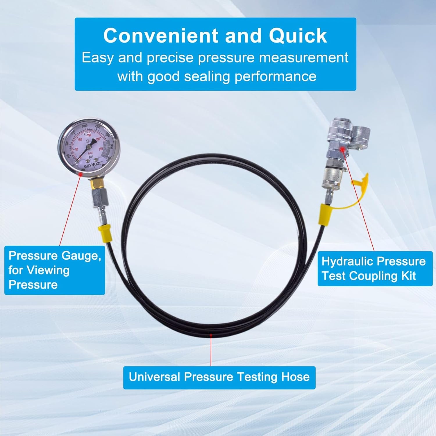 Adap-Cat Hydraulic Pressure Test Coupling Kit, G1/8 Quick Connect, for PD Series Coupler, Most Brand Excavator Construction Machinery Such as Caterpillar, John Deere, Case, Cummins