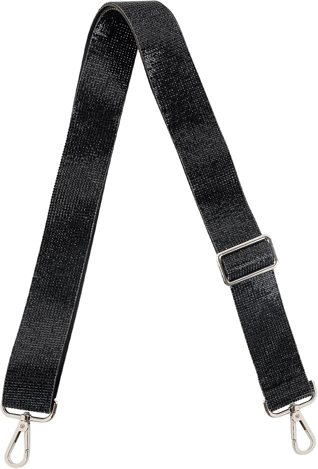 Framendino, 1 Pack Rhinestone Adjustable Purse Straps 1.5 Inch Wide Shoulder Belt Guitar Style Cross Body Bag Strap Replacement Crystal Handbag Black