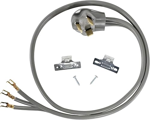 Certified Appliance Accessories Cable de alimentación para electrodomésticos de 30 amperios, cable de secado de 3 puntas, 3 cables con conectores de