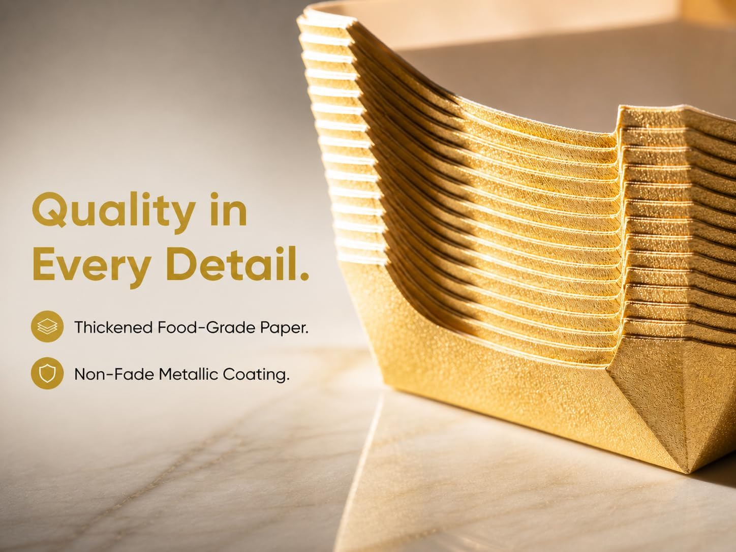 100 Pcs Square Cupcake Liners, Gold Paper Baking Cups for Muffin, Disposable Dessert Mousse Tray, Brownie Pastry Wrappers for Party Wedding