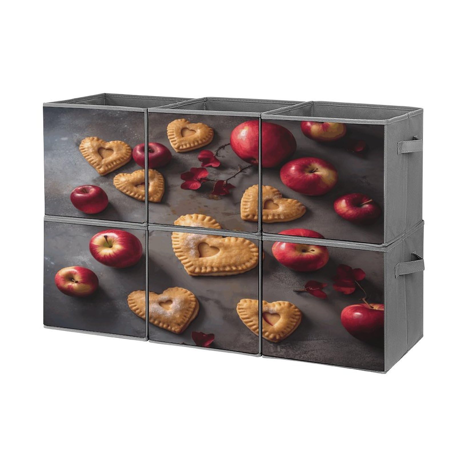 Fekiloot Style Fruit And Food Storage Bin For Foldable And Handles,Closet Organizer Of 6-Pack Stackable,Storage Box For Living,Room, Office,Bedroom,Closet