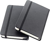 Vista 1 de ZZTX 2 Pack Small Pocket Notebook 3.5" x 5.5" Hardcover Lined Paper Mini Notepad with Black Leather Sketchbook Composition Notebook