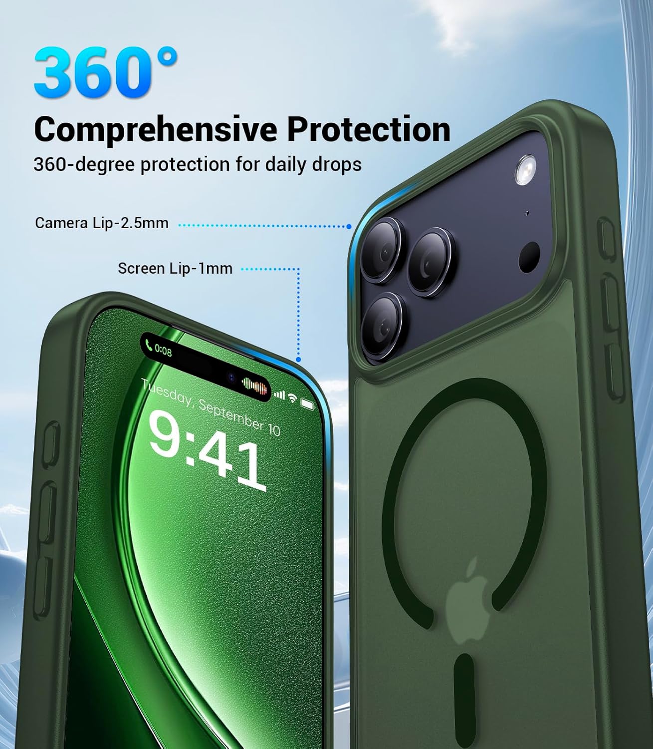 Magnetic for iPhone 17 Pro Case, [Anti-Slip] [Military-Grade Drop Protection] [Camera Protection] Skin-Friendly Slim Matte Shockproof Protective for iPhone 17 Pro Phone Case, Forest Green - Image 7