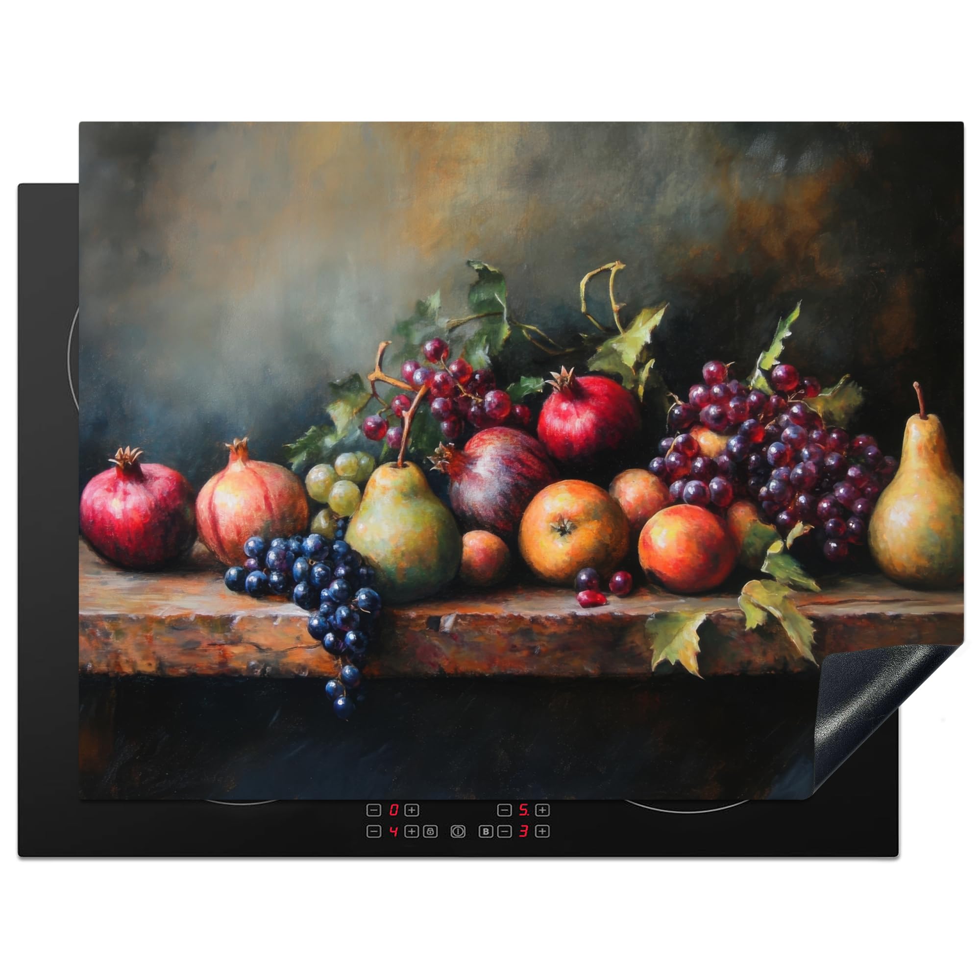 KitchenYeah© Induction Hob Cover Protector Mat 23.2"x30.3" / 77x59 cm Kitchen Universal Ceramic Covers for Electric Cookers Vinyl Rustic - Still Life - Fruit