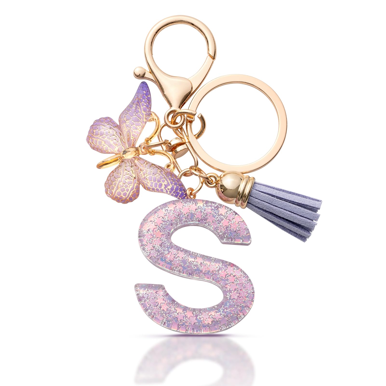 MORSUNBELA Schlüsselanhänger Buchstabe Mädchen Keychain mit Anfangsbuchstabe Schlüssel Anhänger mit Buchstaben für Frauen Damen