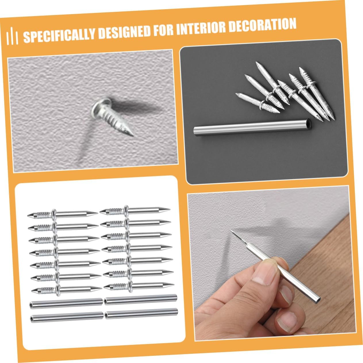 ULDIGI 1set Double-Headed Picture Nails Sleeves Heavy Duty Invisible Skirting Thread Nails for Seamless Baseboard Installation Sleeves