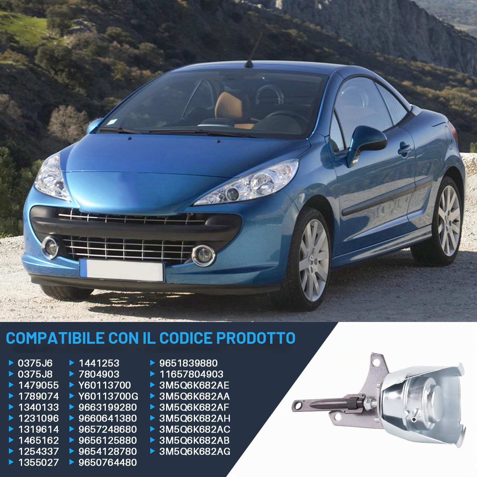 Wastegate Turbo Turbocompressore Wastegate Turbo Boost Regolatore di Ricambio per Berlingo C2 C3 C4 C5 Xsara C-Max Focus Mk2 Mk6 206 207 307 407 Partner C30 S40 S80 Numero di Parte 1231096