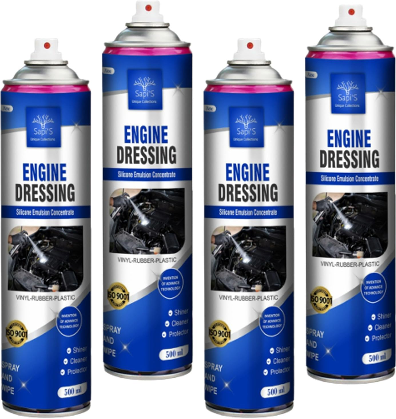 SAPI'S Engine Shining Spray (4x500ml) - Car & Bike Engine Bay Cleaner, Protector & Shiner - Deep Cleans, Protects & Restores Shine