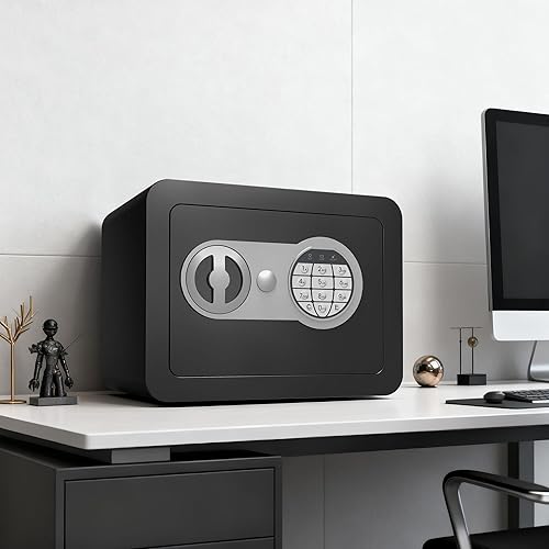 Miniatura 7 de Caja fuerte pequeña para el hogar, caja fuerte pequeña con ranura para monedas, cajas fuertes personales para dinero, documentos en efectivo, caja