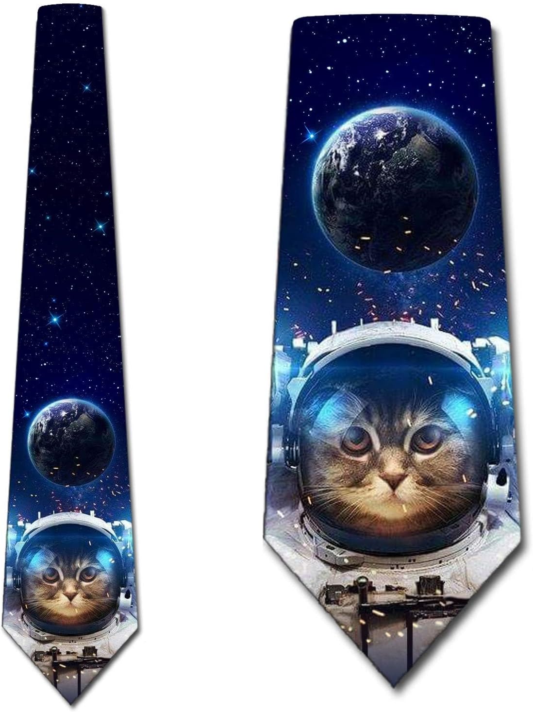 Three Rooker Space Cat Ties - Mens Funny Astronaut Cat Necktie