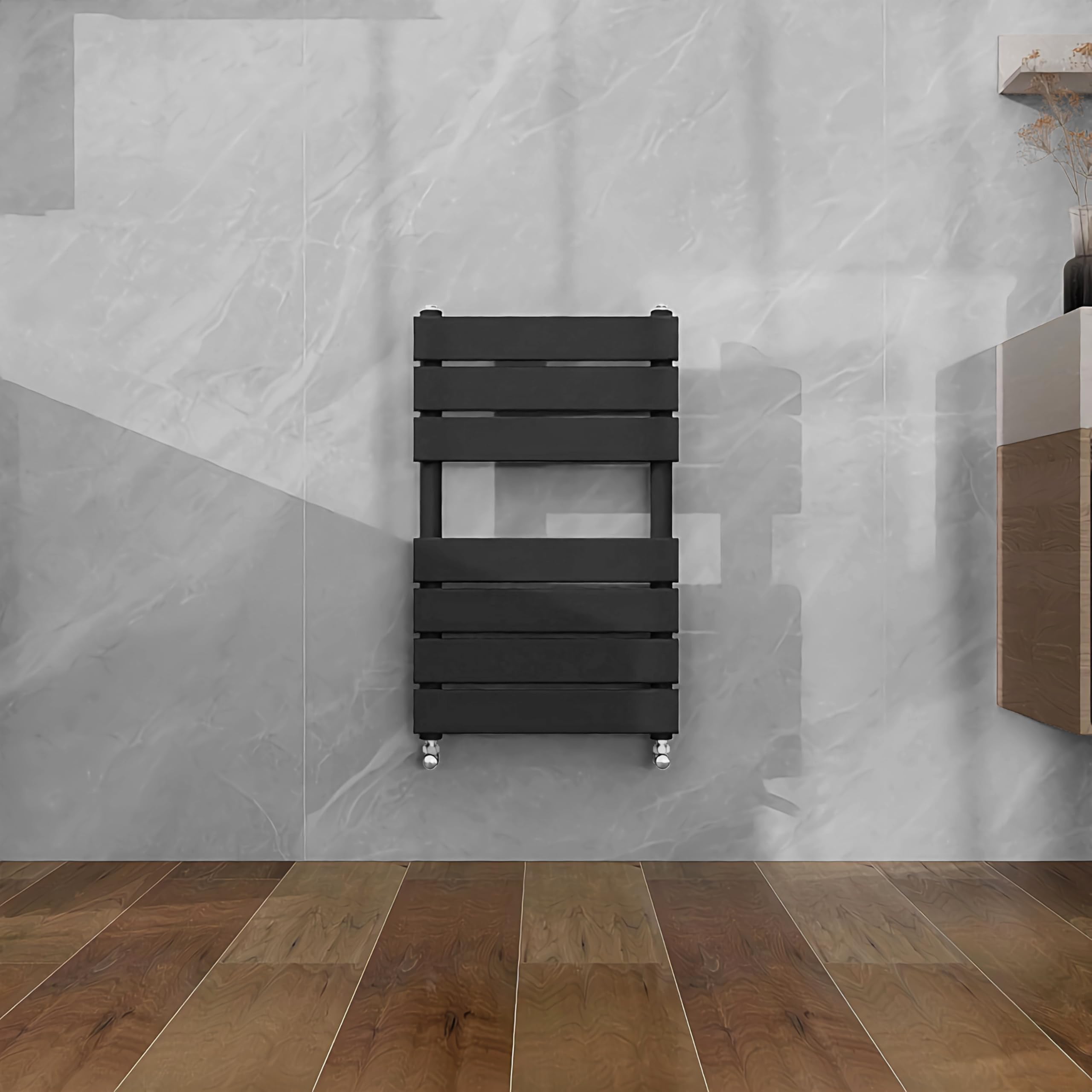 SLINE SANITARY Anthracite Heated Towel Rail 650x400mm Flat Panel Bathroom Central Heating Ladder Radiator