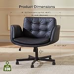 Amseatec Criss Cross Chaise avec accoudoirs & Roues, PU Chaise Vanity en cuir, confortable chaise de bureau réglable bureau d'ordinateur pivotant pour la maison, maquillage, chambre (noir)