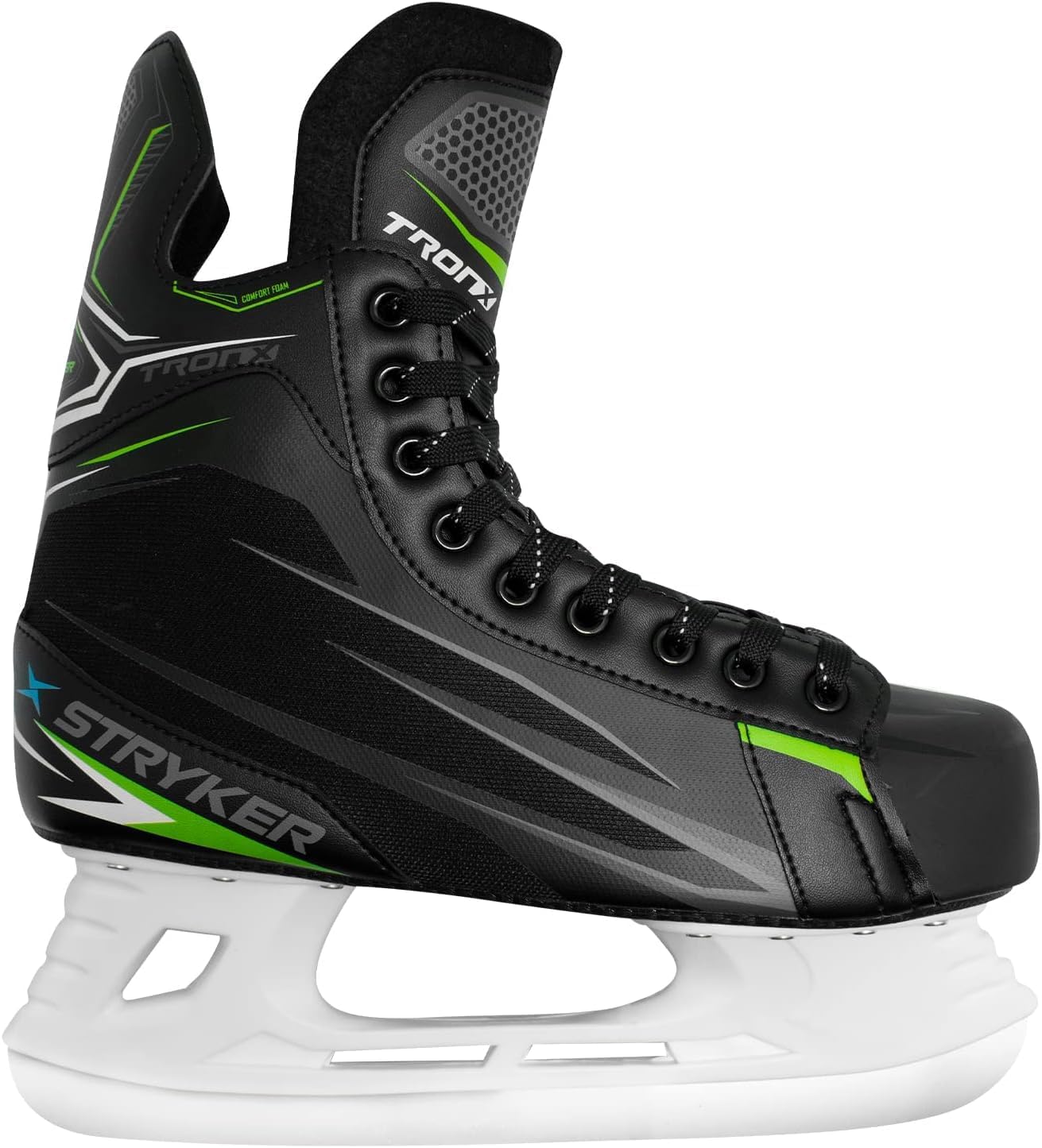 TronX Stryker Soft Boot Senior Men's Boy's Kids Ice Hockey Skates - All Adult and Junior Sizes - Great for Recreational Skating