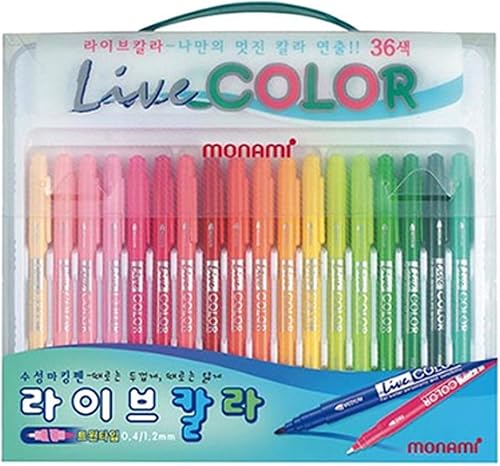 MONAMI LIVE COLOR - Marcador doble a base de agua, marcador de doble punta fina y bala para colorear, dibujar, escribir, decorar, escribir en