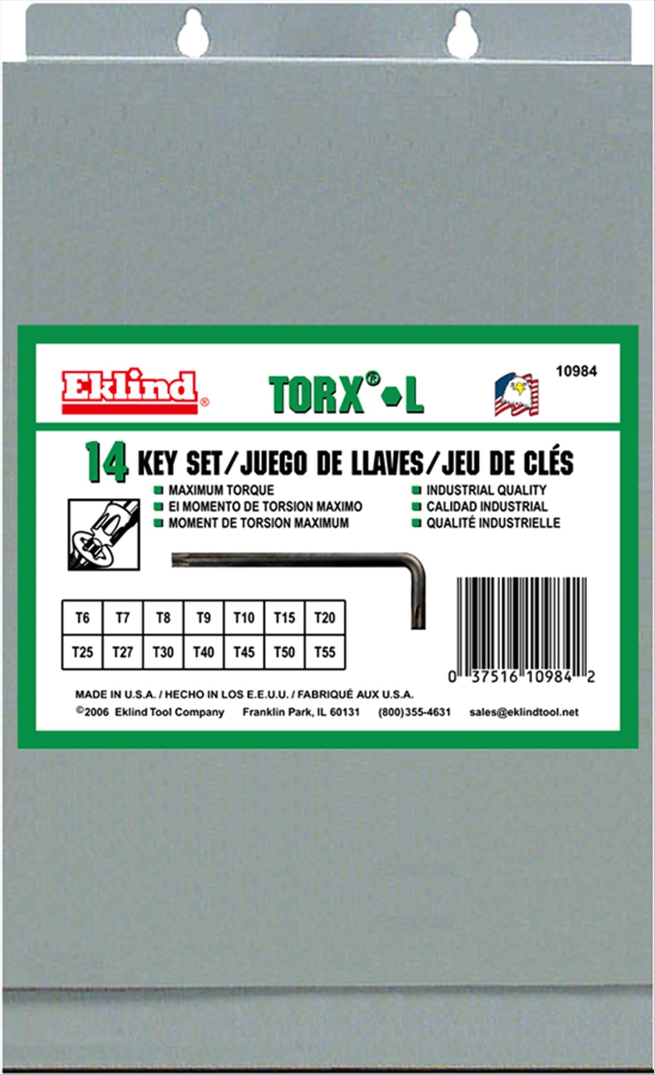 Eklind Tool 10984 MetalBox T6-T55/SA Torx - Juego de llaves en L (14 piezas)
