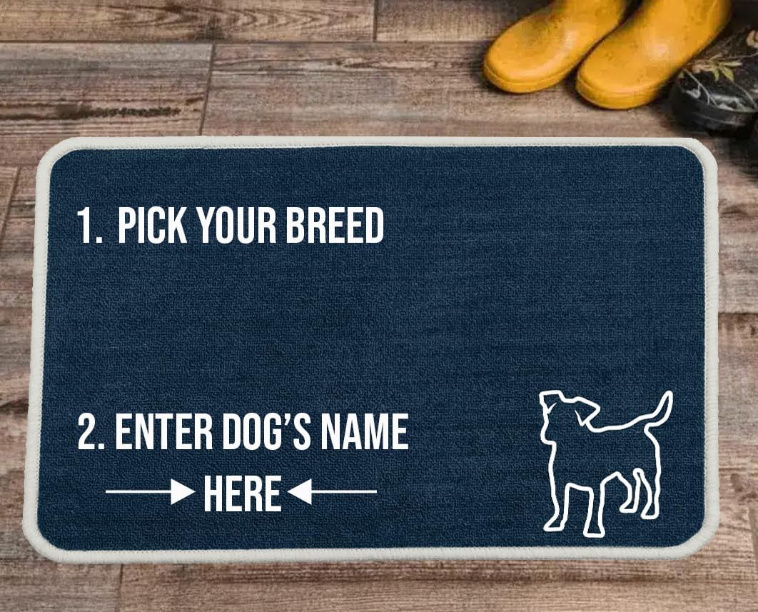 PET REBELLION | Personalised Extra-Large Pet Feeding Mat | Absorbent & Machine Washable | Customisable with Your Pet's Name | Non-Slip Backing | Jack Russell Blue — image 1