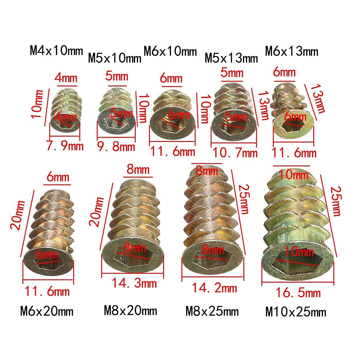 Sourcingmap® M5 x 10 mm esagonale vite in filo inserto dado 50 pezzi Sourcingmap® M5 x 10 mm esagonale vite in filo inserto dado 50 pezzi