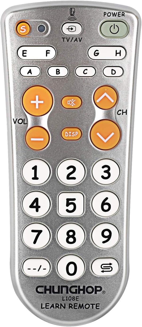 Remote Control Combinational Universal Learning Controller Chunghop L108E for TV/SAT/DVD/CBL/DVB-T/AUX Big Button