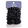 Amazon Basics Satin Scrunchies – No Crease, No Damage Hair Ties – Frizz Free, Gentle, Stylish Scrunchies. Black, 8 Count, For Thin and Normal Hair