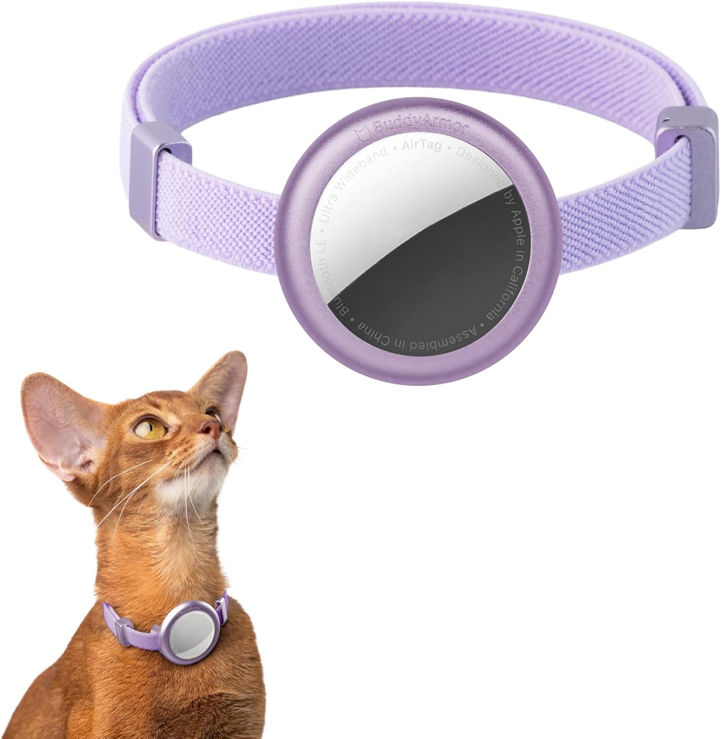 Safety Cat Collar Pro Airtag Holder Set, US IDA Gold Award Cat Collar with Snap, Non Breakaway Elastic Release Cat Airtag Collar Airtag Case for Small Medium Large Cats (Vivid Red, M) image 3