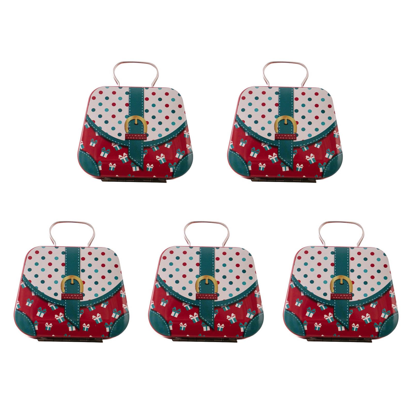 Hsioluted 5Pcs Christmas Iron Candy Boxes with Handle Handheld Sweets Tins Portable Candies Holders Sugar Storage Container Festives Table Decoration