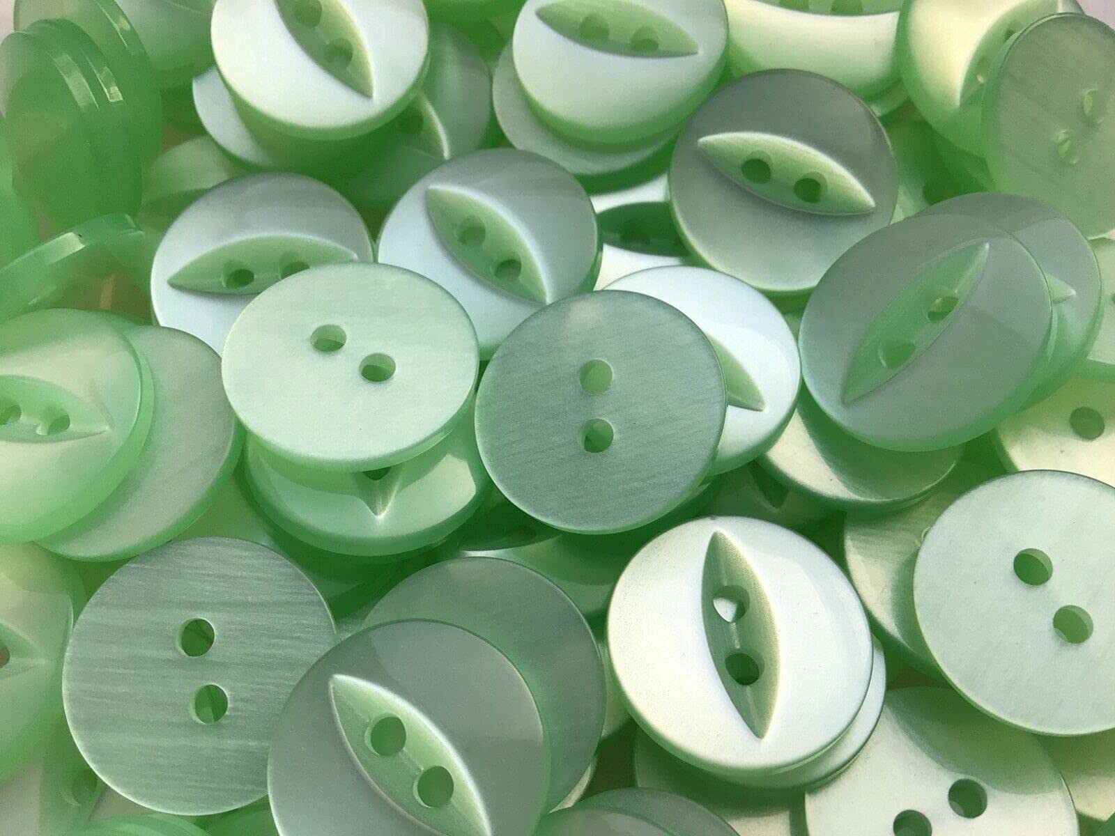 Round Fish Eye Buttons Size 22 (14 mm) x 50 xChoice Of Colours (Mint 36)