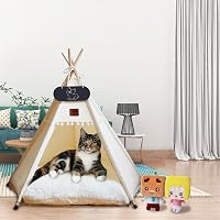 Cort pentru câini și pisici Mooipet Teepee cu pernă față-verso, culcuș detașabil și lavabil, căsuță pentru animale cu tablă de scris 4