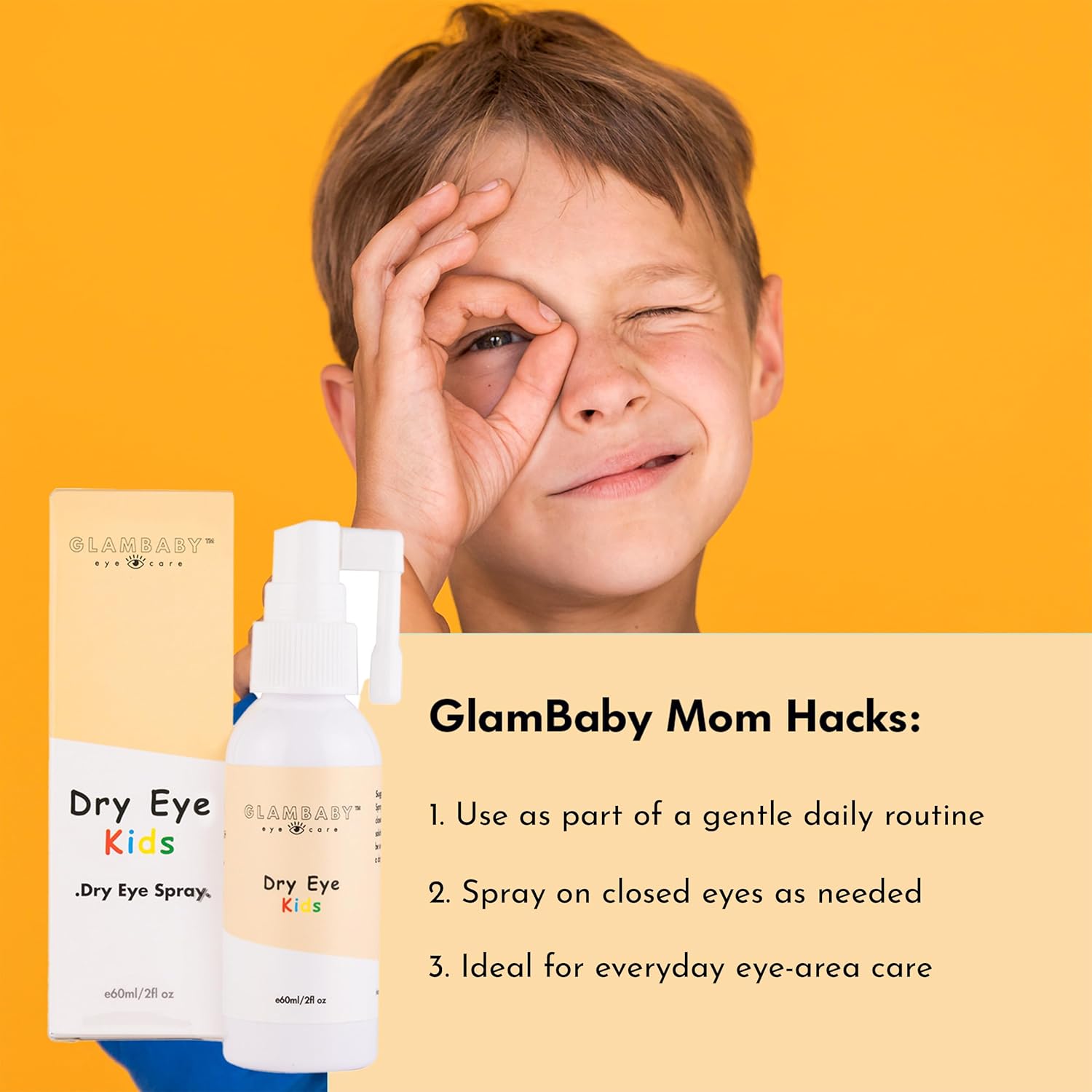 GlamBaby Dry Eye Area Kids Spray | Gentle Hypochlorous Mist, 60ml | Daily Refreshing Care for Sensitive Skin Around Eyes | No-Wipe Formula - Image 5