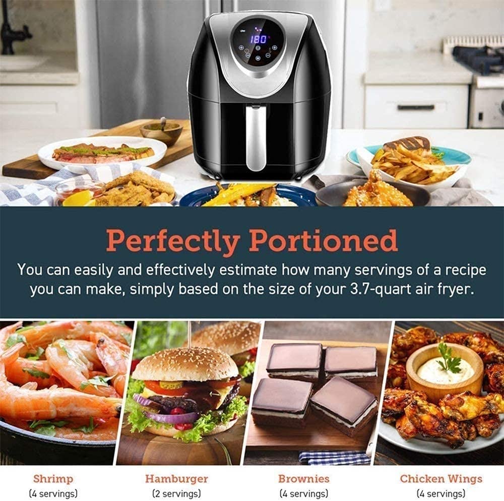Friggitrice ad aria multifunzione, forno friggitrice ad aria calda, con cestello/forno con tecnologia Rapid Air, cestello antiaderente di grande capacità, per cucina domestica, 1800 W necessari per la