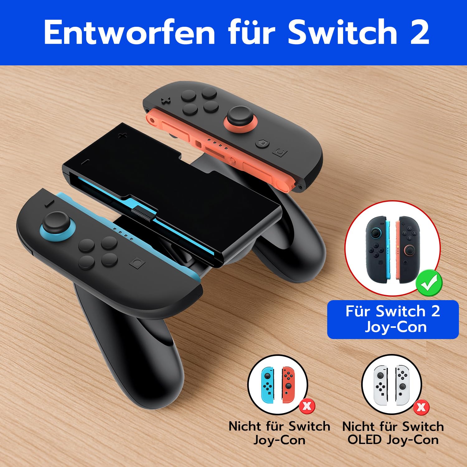 Tolesum Aufladehalterung für Switch 2,Ladegriff mit Ständer für Joy Con 2,Magnetischer Ladestation Controller Griff für NS Switch Joycon 2 Zubehör