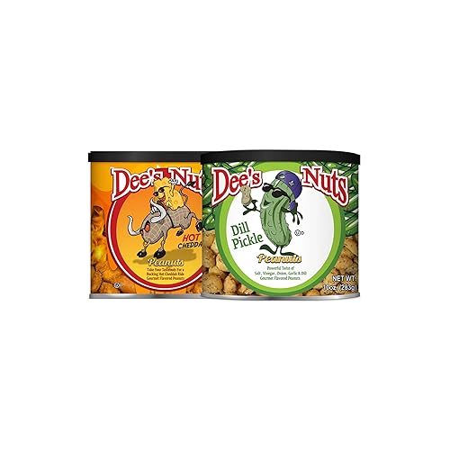 Dee’s Nuts Gourmet Zesty, Tangy & Crunchy Premium Dry Roasted Virginia Gourmet Flavoured Peanuts Snack High-Protein, Keto-Friendly Snack for Pickle Lovers (10 Oz(Assorted Pack of 2), Dill Pickle and Hot Cheddah)