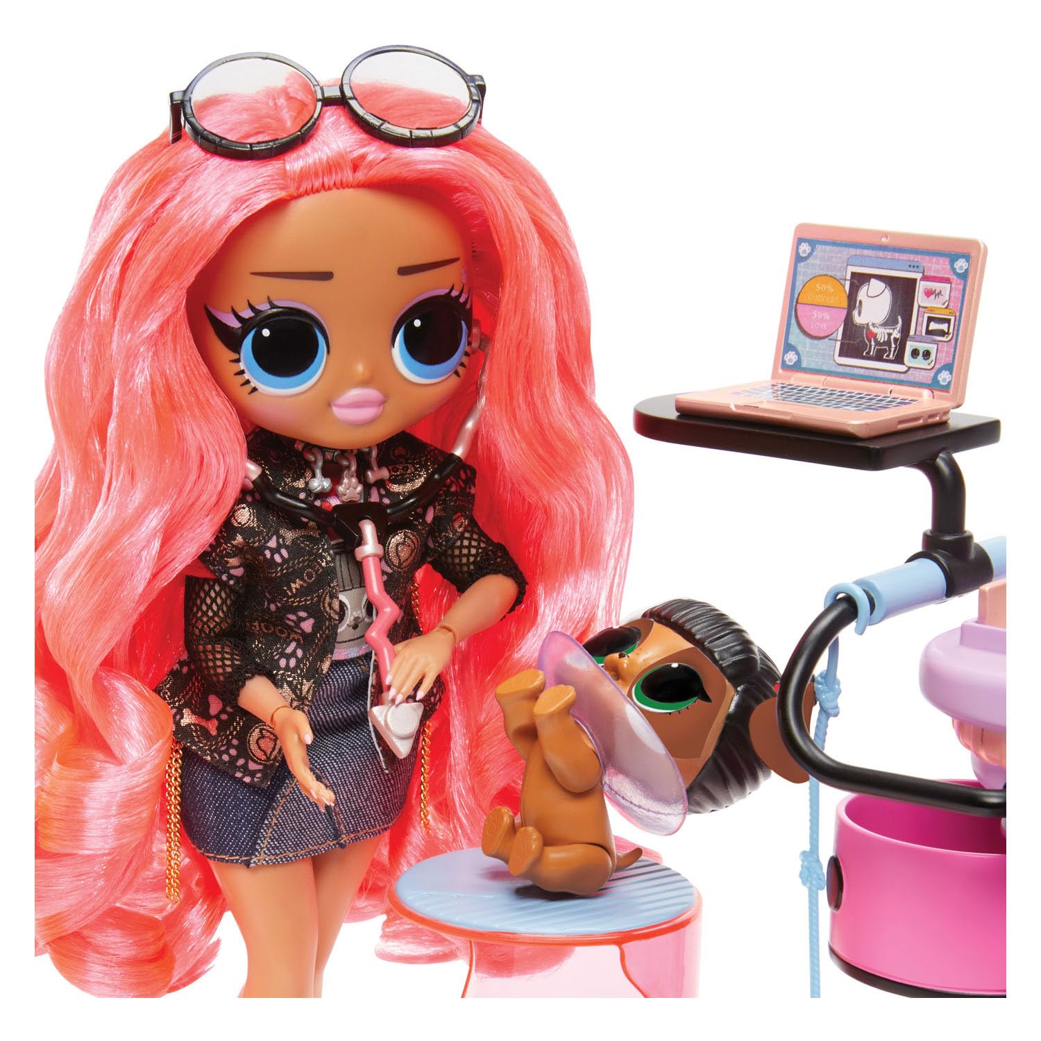 L.O.L. ¡Sorpresa! O.M.G Rescue Vet Set - 45+ verrassingen, kleurveranderingsfuncties, twee huisdieren en Exclusivo modepop dr. Heart - Serie House of Sorprises Geweldig voor kinderen vanaf 4 Jaar